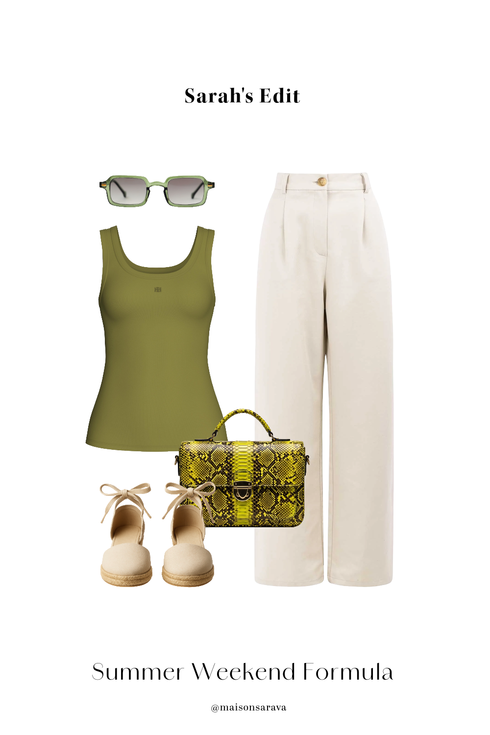 summer weekend formula styling wide leg trousers wide leg pants with a tank top and summer sandals