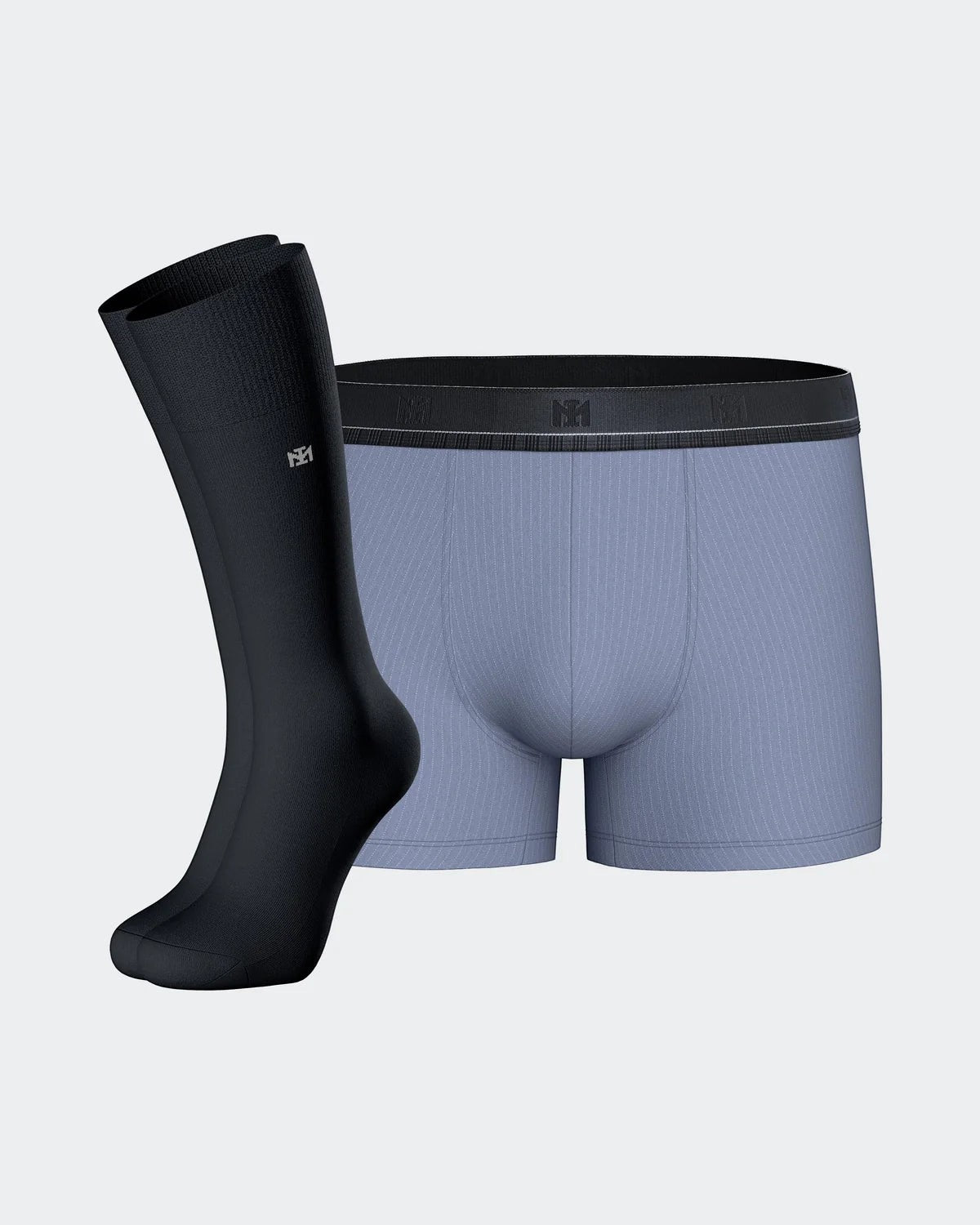 Premium men's boxer and embroidered socks gift set in navy blue, presented in a gift box — Father's Day gift idea from Maison Sarava Toronto