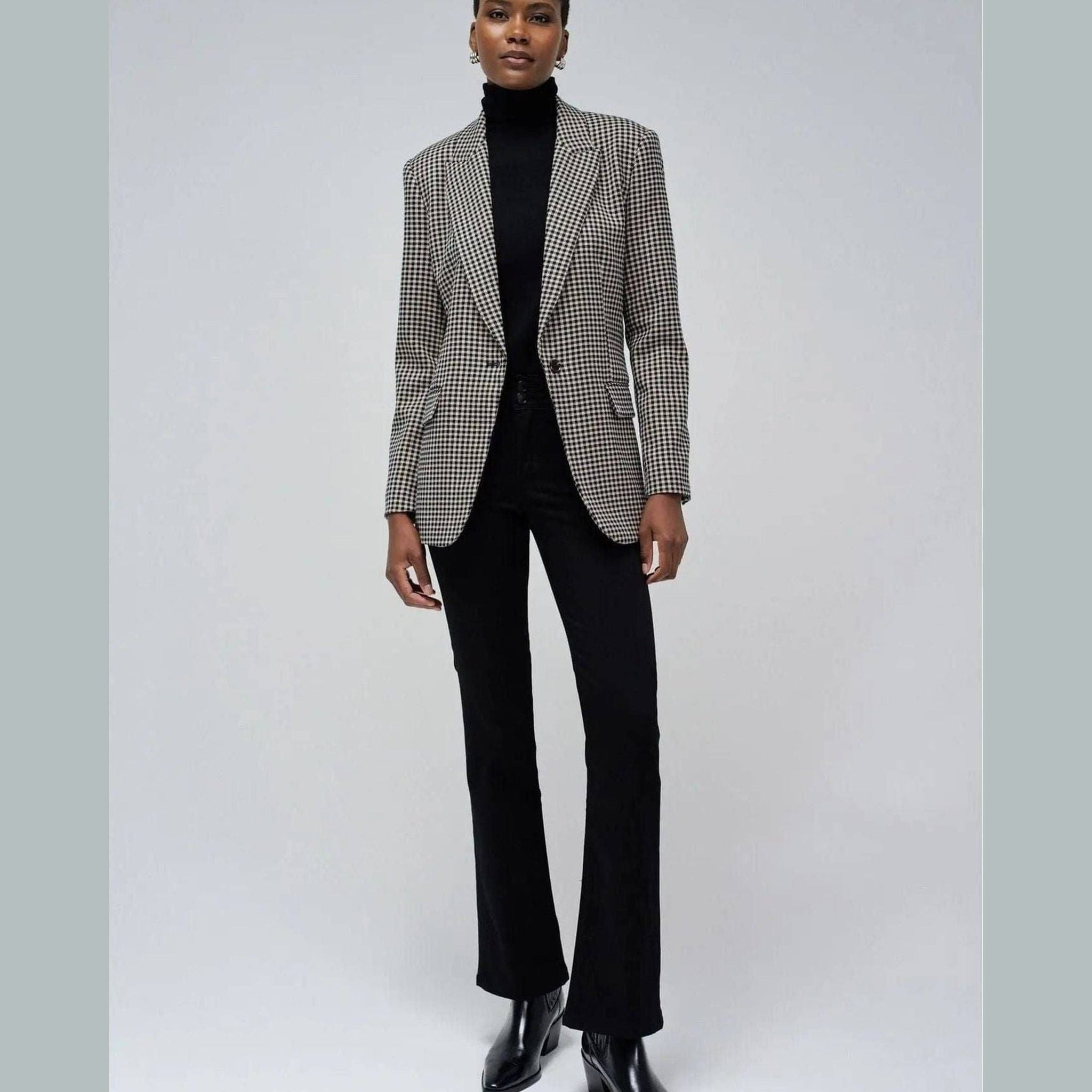 Women's Wool Checkered Blazer — Salsa Jeans, Made in Portugal | Maison Sarava Canada