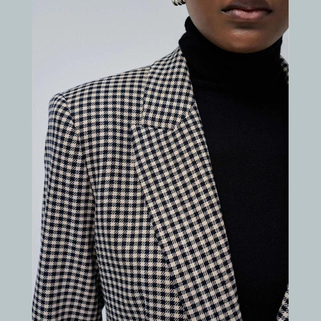 Women's Wool Checkered Blazer — Salsa Jeans, Made in Portugal | Maison Sarava Canada