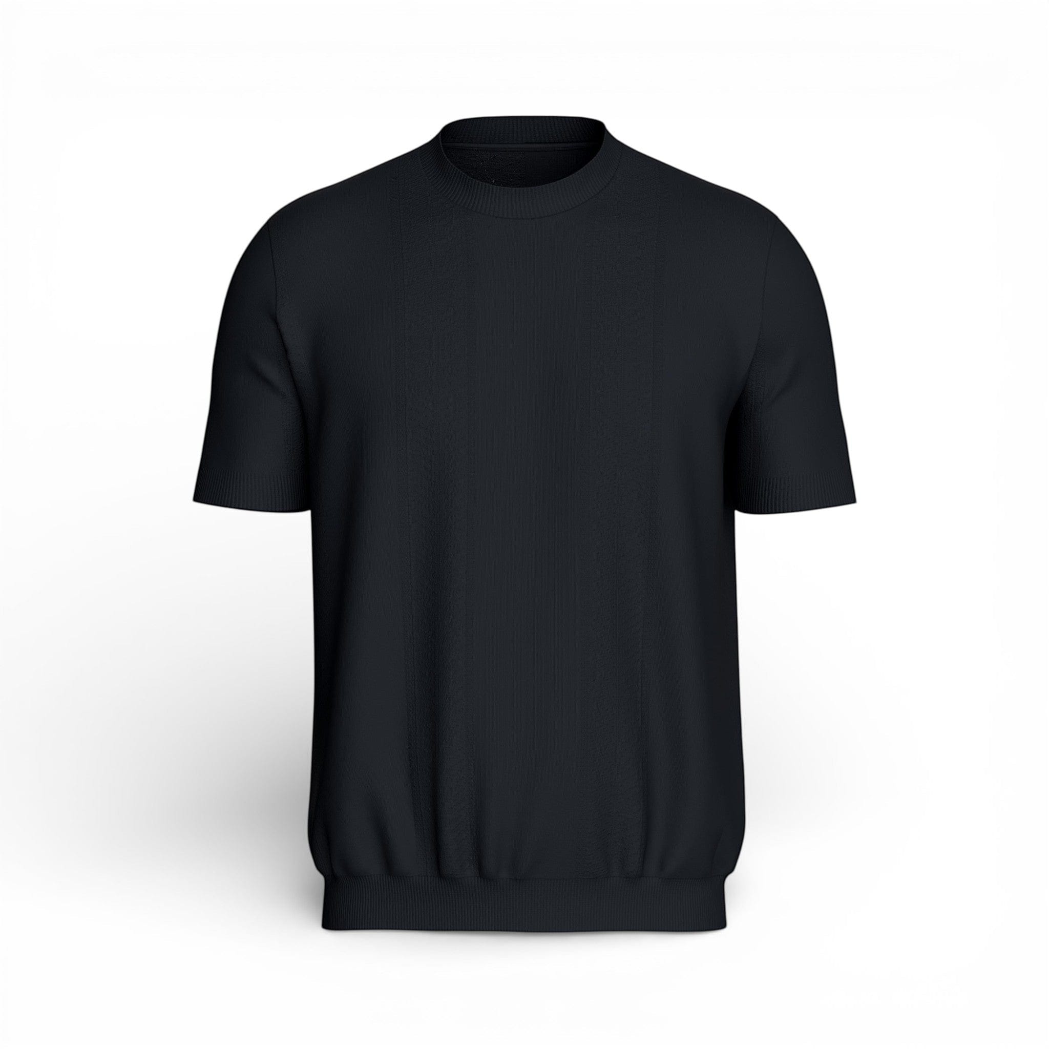 Maison Sarava men's dark navy short-sleeved t-shirt in Lyocell Cotton with a round neckline.