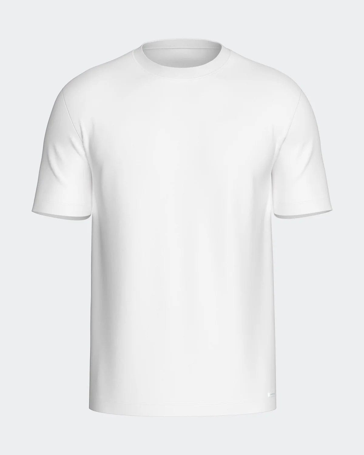 Maison Sarava classic white cotton crew neck t-shirt with short sleeves and a relaxed fit.