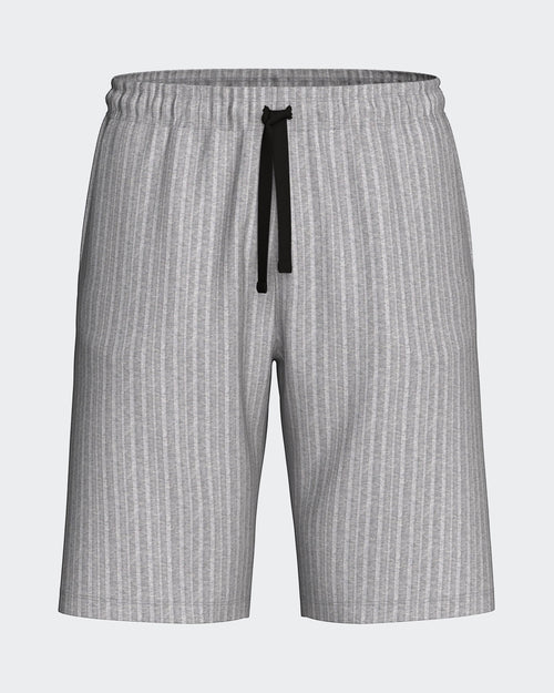 Maison Sarava men's light grey ribbed bermuda shorts with drawstring and modern fit. Made in Portugal.