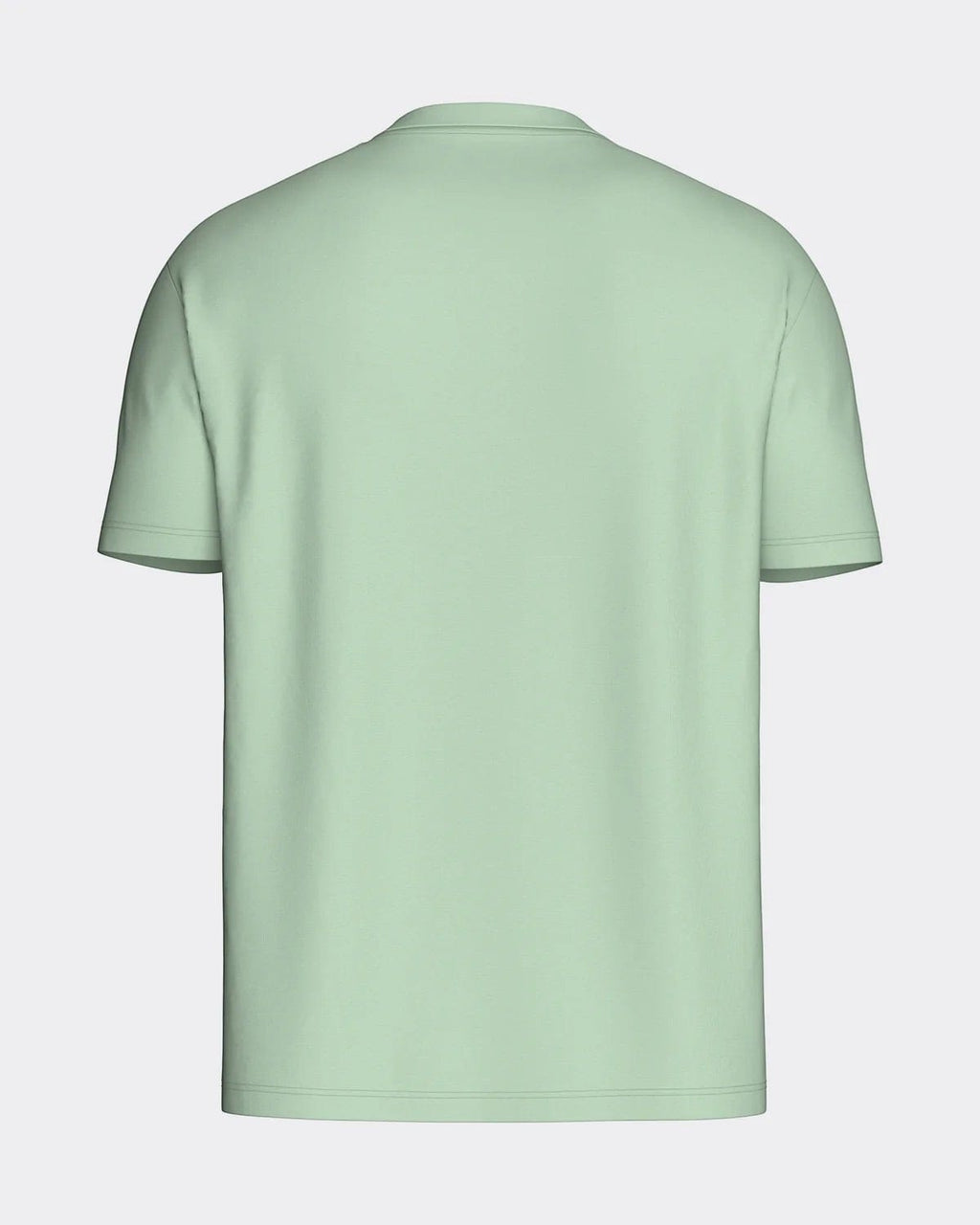Maison Sarava men's light green cotton t-shirt with round neckline and subtle chest embroidery.