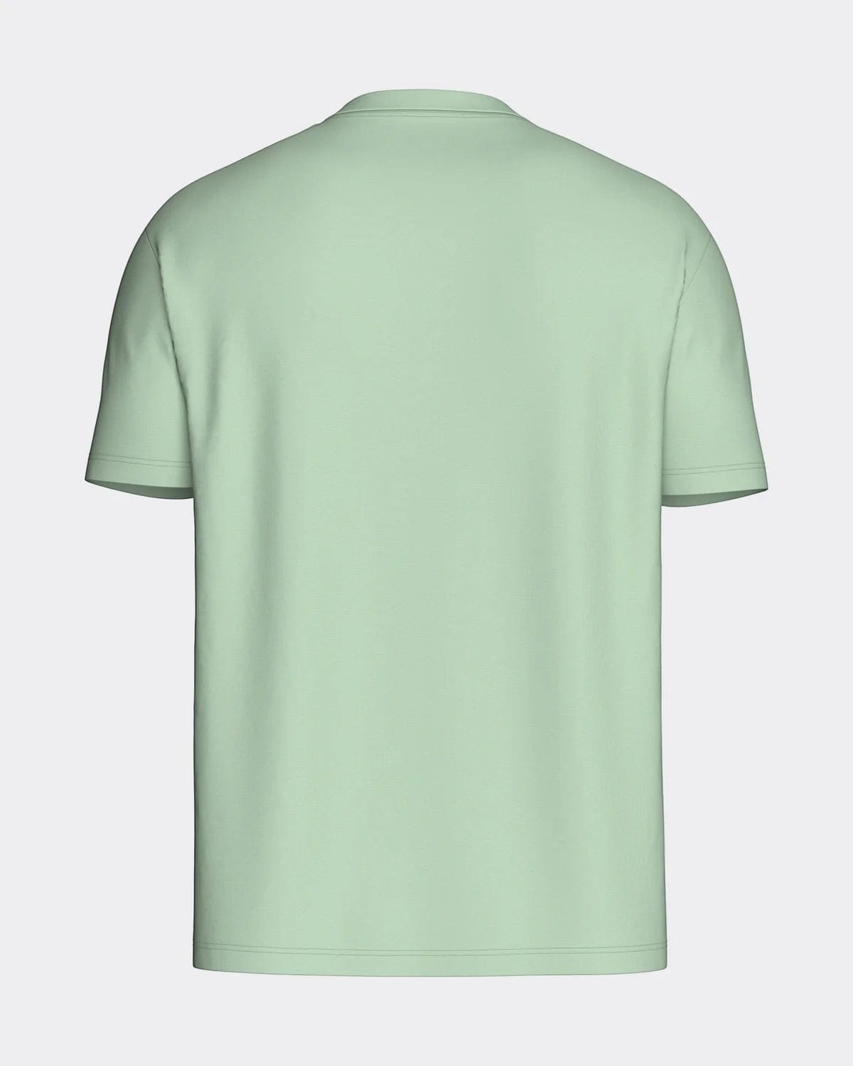 Maison Sarava men's light green cotton t-shirt with round neckline and subtle chest embroidery.
