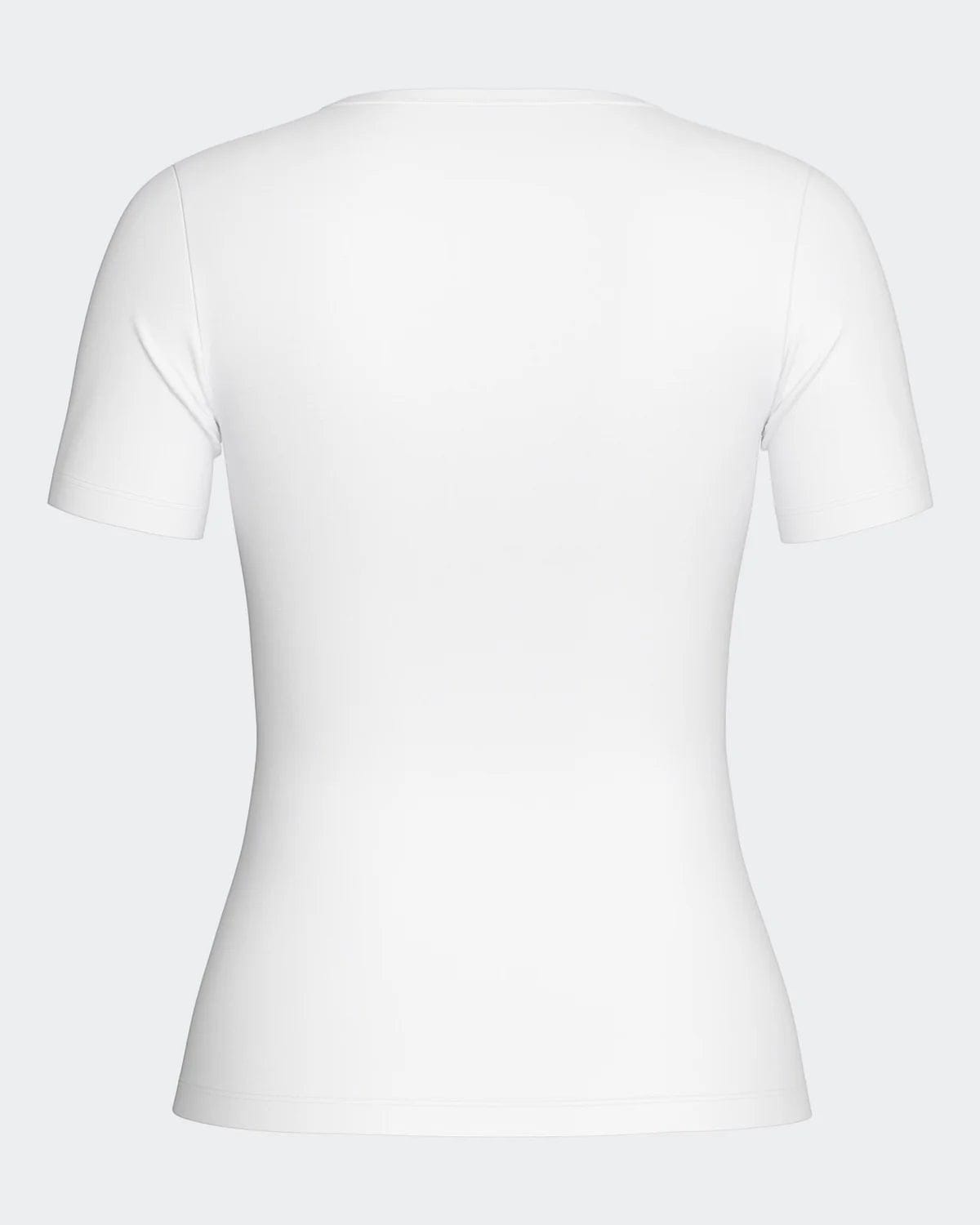 Maison Sarava white V-neck t-shirt with short sleeves, made from a cotton-viscose blend with Outlast® technology.