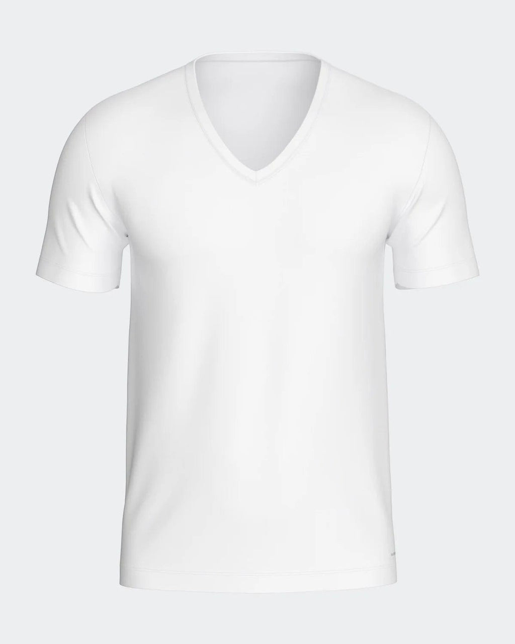 Maison Sarava white V-neck t-shirt made from cotton and viscose with Outlast® Adaptive Comfort® technology for temperature regulation.