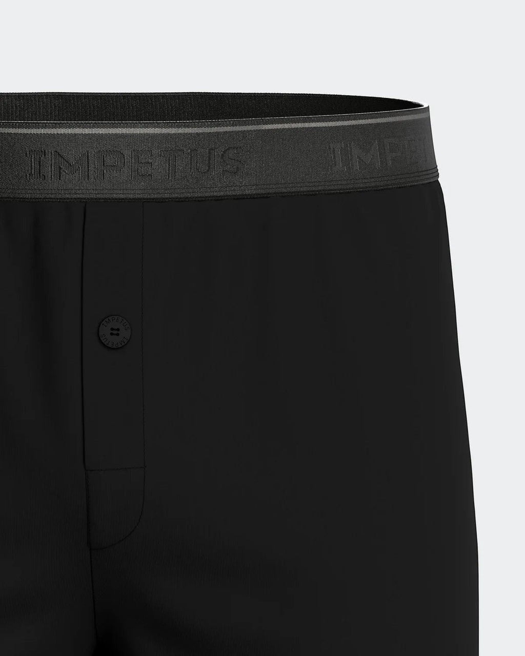 Maison Sarava black classic boxer briefs with elastic waistband and button fly.