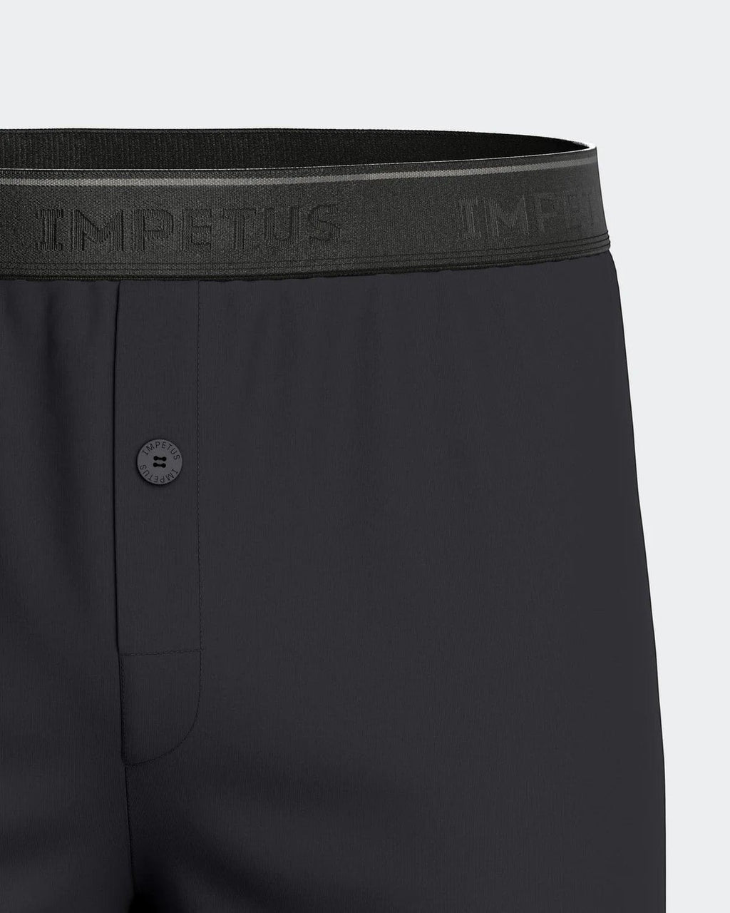 Maison Sarava black classic boxer briefs with elastic waistband and button fly detail.