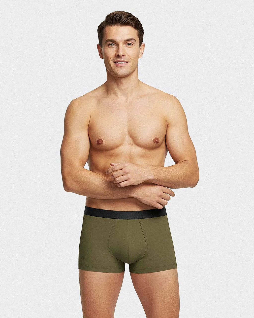 Maison Sarava men's olive green lyocell boxers with black elastic waistband. Pack of 2.