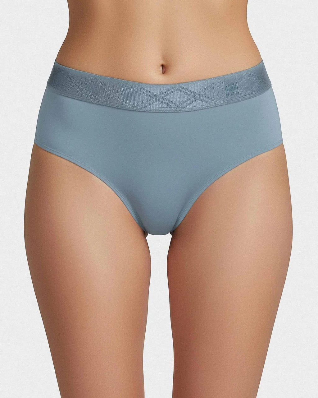 Maison Sarava women's blue thong underwear made from soft, breathable Lyocell with a satin elasticated waistband.