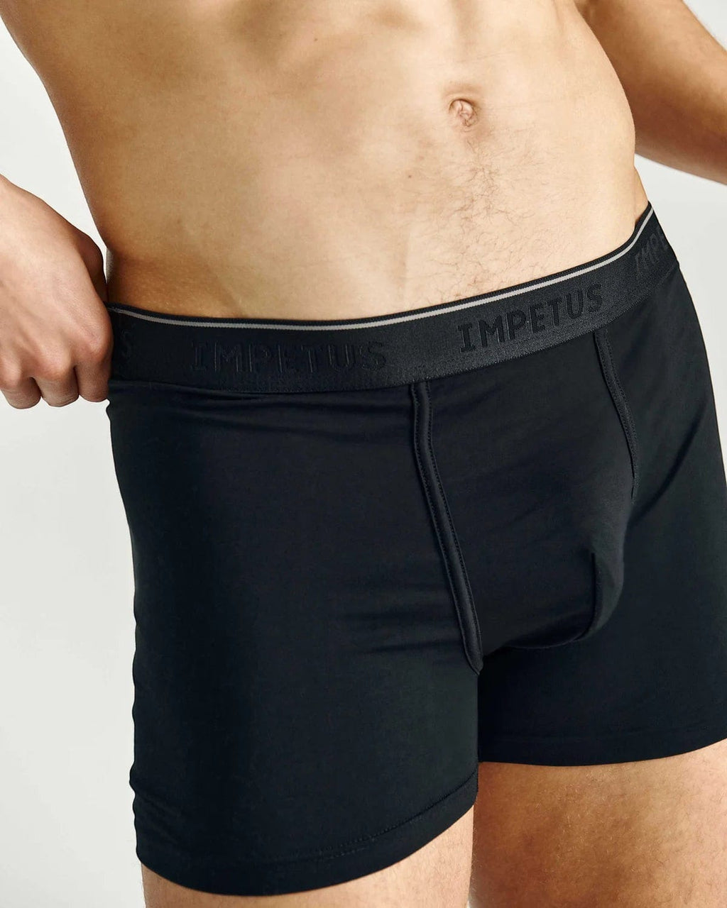 Maison Sarava black cotton blend boxer briefs with a comfortable elastic waistband and supportive fit.