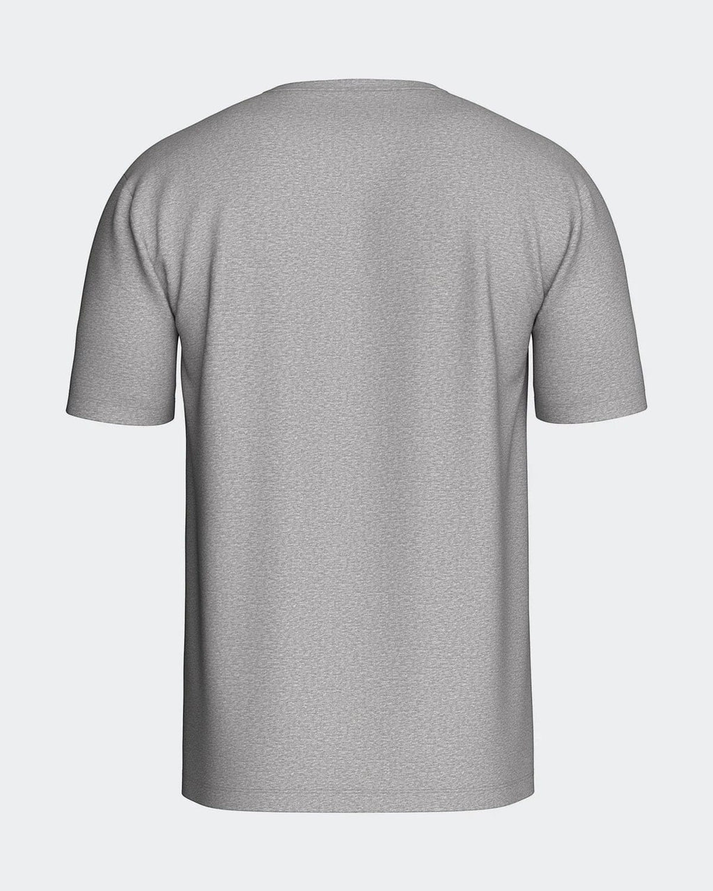 Maison Sarava grey cotton classic crew neck t-shirt, back view. Soft, breathable fabric for everyday comfort.