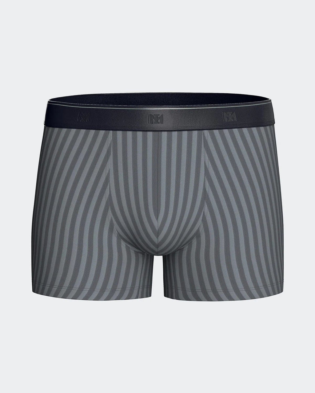 Maison Sarava men's grey striped boxers made from cotton and TENCEL™ Modal with elasticated waistband.