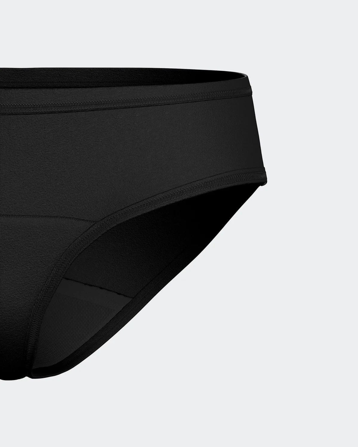 Maison Sarava black regular-waist period underwear for light flow, washable and reusable.