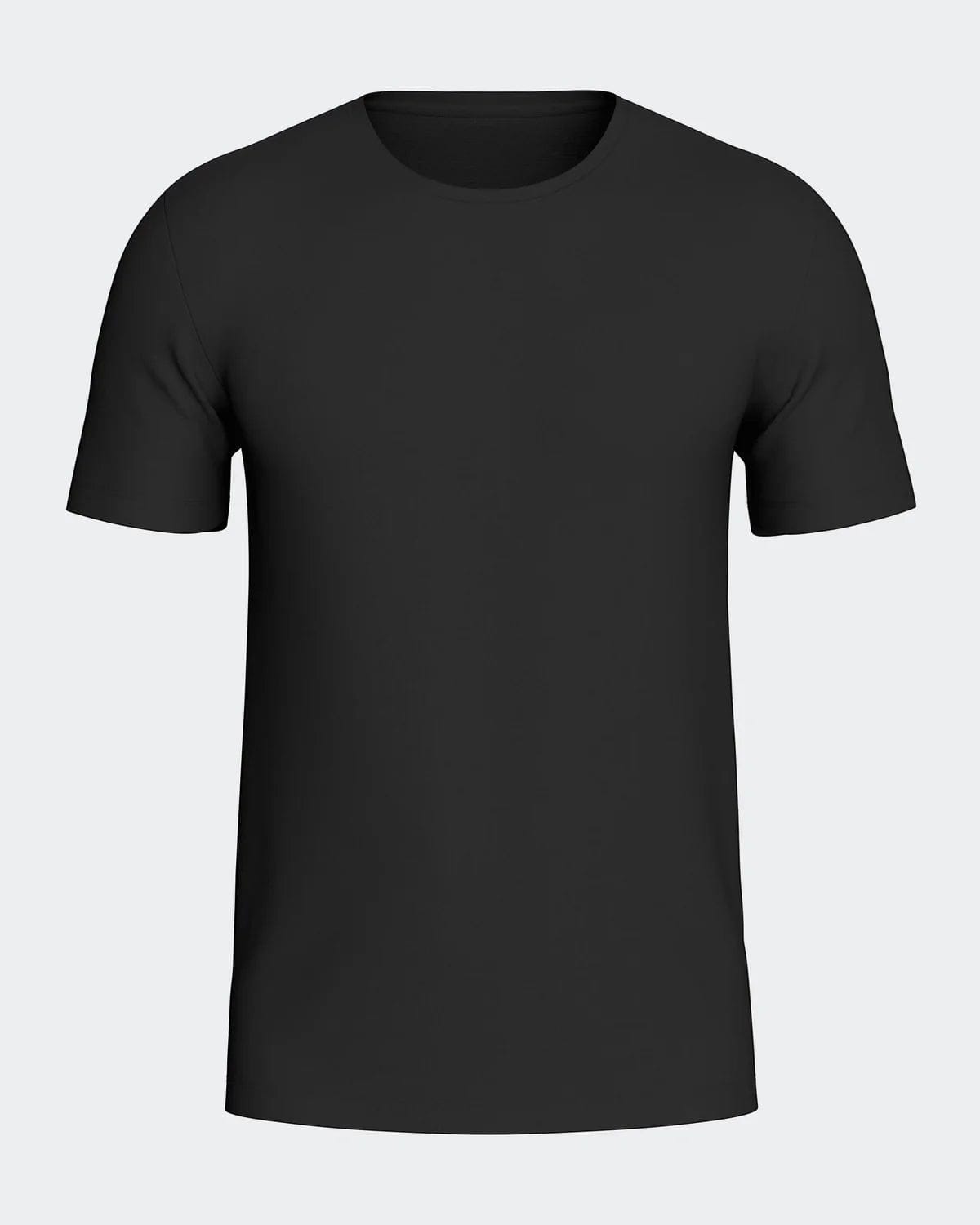 Maison Sarava black short-sleeved Merino wool and Lyocell t-shirt with a round neck.