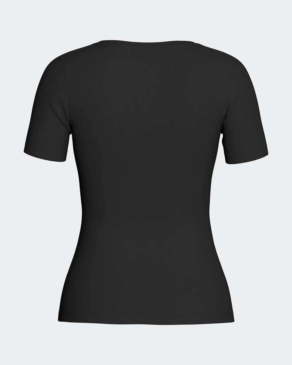Maison Sarava black short sleeve V-neck t-shirt made from premium wool and Lyocell.