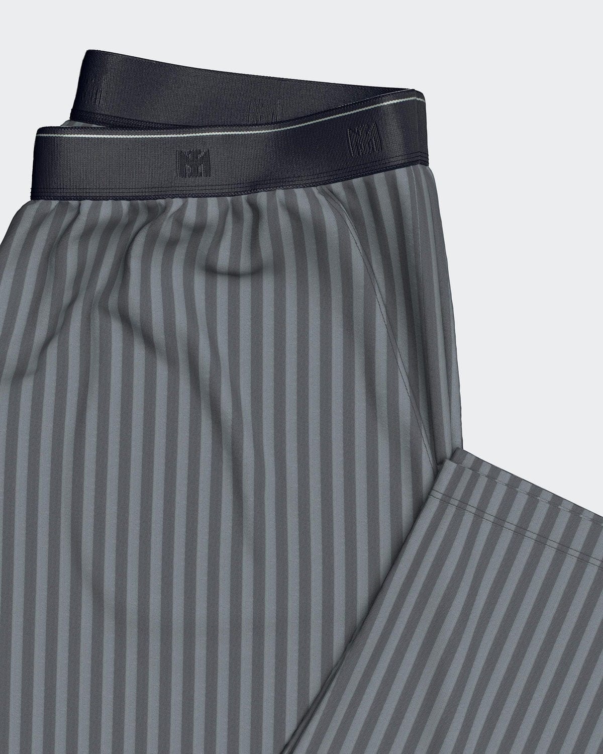 Maison Sarava men's grey striped lounge set. Cotton and TENCEL Modal blend with elastic waistband.