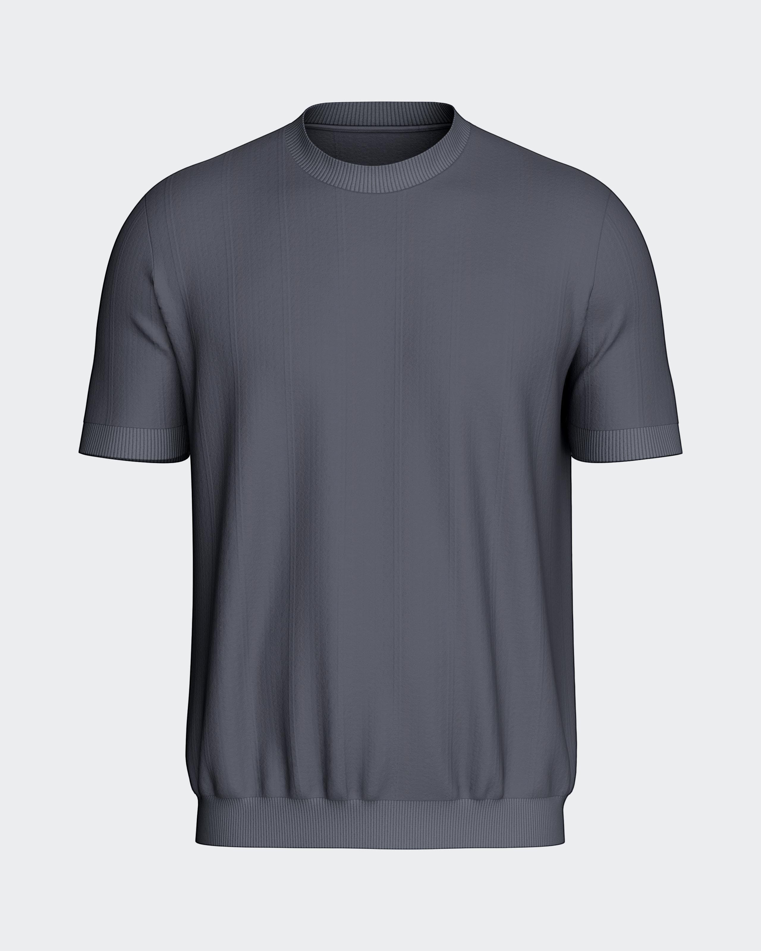 Maison Sarava men's dark grey short-sleeved t-shirt in Lyocell with a ribbed crew neck and hem.