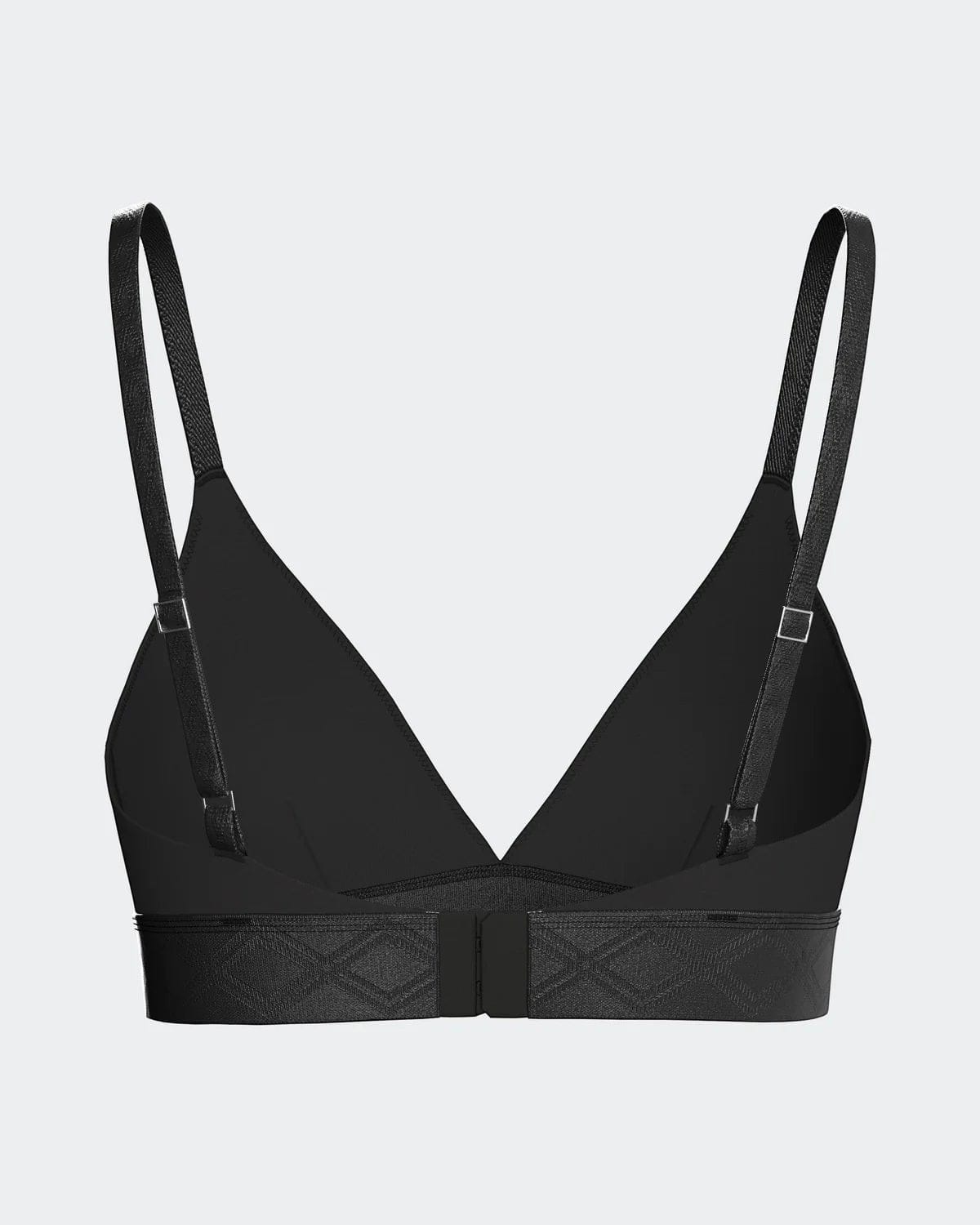 Maison Sarava black Lyocell triangular bra with adjustable satin straps and a reinforced satin elasticated band.