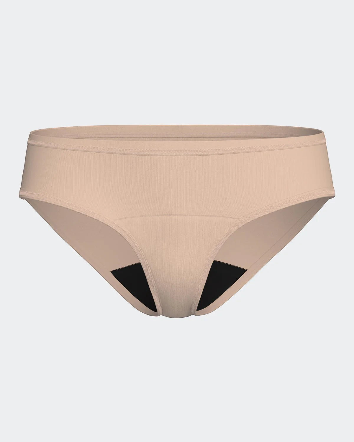 Maison Sarava light-flow period underwear in beige, regular waist, washable and reusable, absorbent up to 3 tampons.