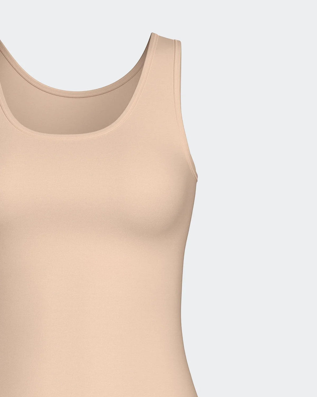Maison Sarava women's beige tank top made from cotton and viscose with Outlast® Adaptive Comfort® technology for temperature regulation.