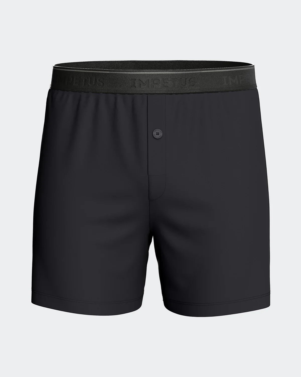 Maison Sarava black classic boxer briefs with button fly and branded elastic waistband.