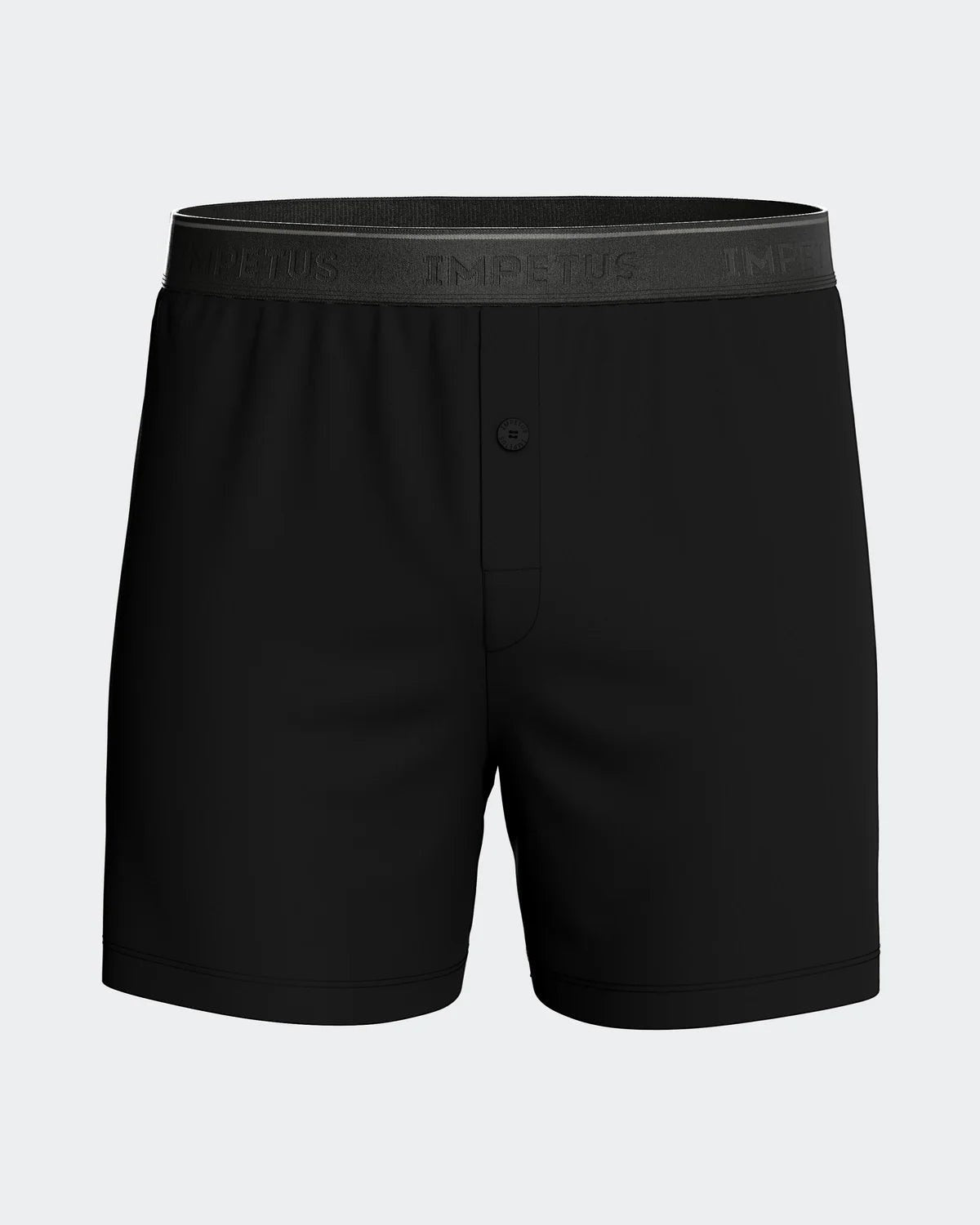 Maison Sarava black classic boxer briefs with button fly and branded elastic waistband.