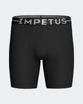 Maison Sarava black cotton stretch long boxer briefs with elastic waistband and inside crotch for comfort.