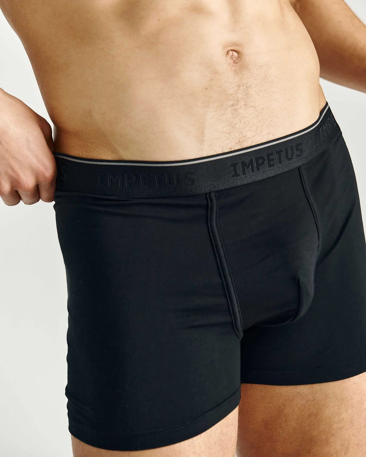 Maison Sarava black cotton blend boxer briefs with a comfortable elastic waistband and supportive fit.