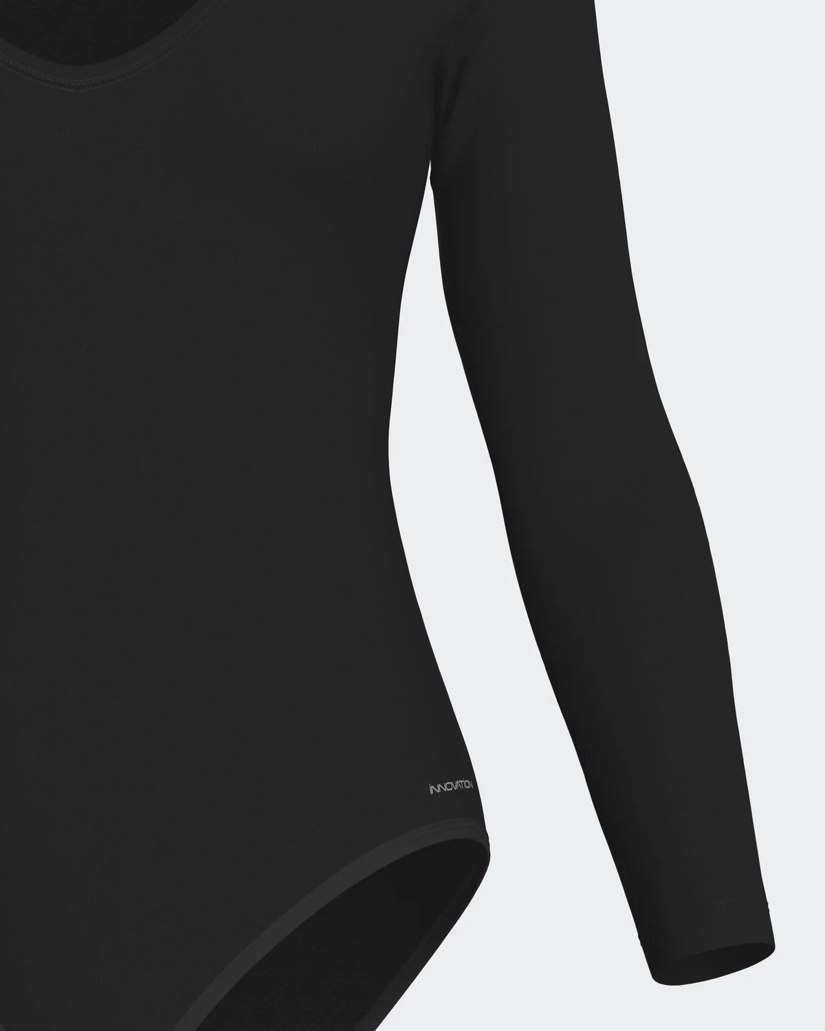 Maison Sarava black long sleeve V-neck bodysuit made from soft, breathable fabric for a smooth feel.