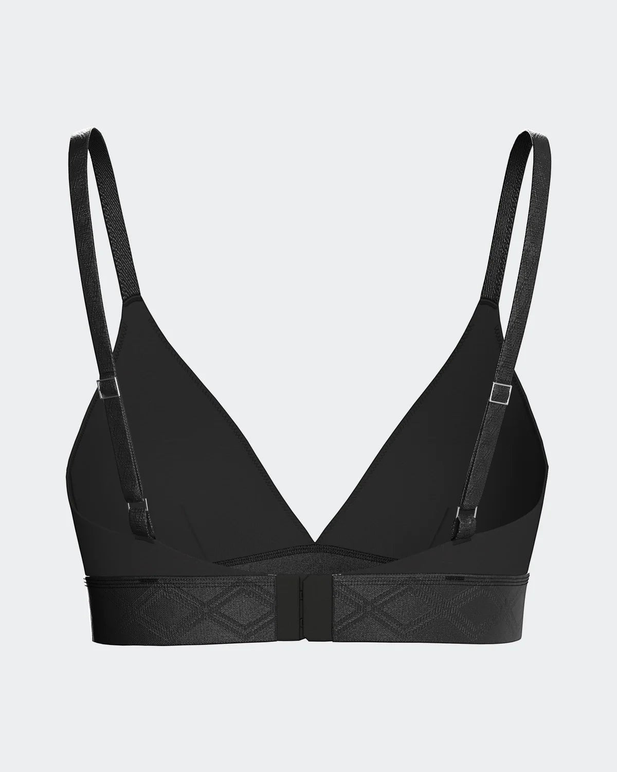 Maison Sarava black Lyocell triangular bra with adjustable satin straps and a reinforced satin elasticated band.