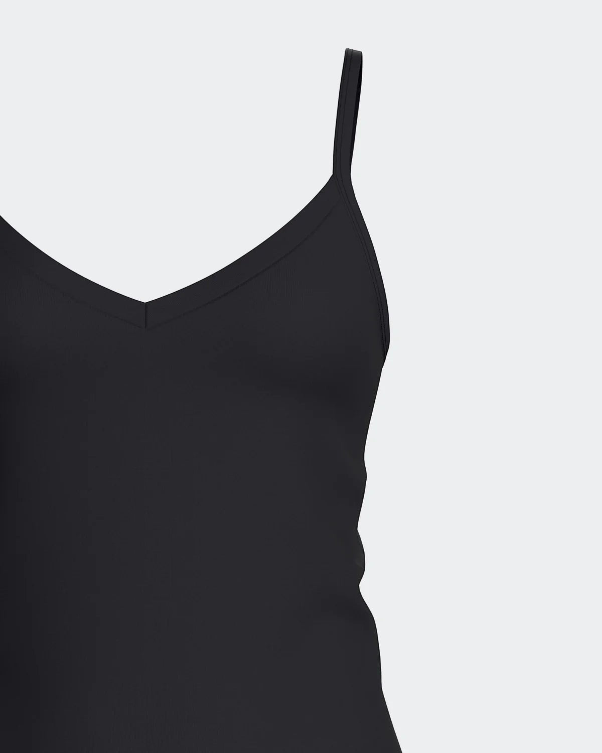 Maison Sarava black V-neck tank top with adjustable straps made from TENCEL Lyocell.