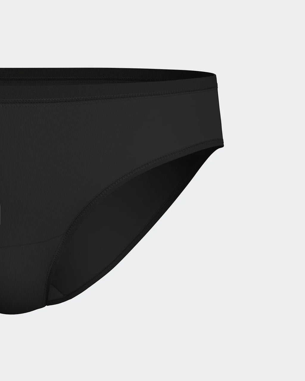 Maison Sarava black regular-waist period brief underwear for light flow, made from thin, comfortable material.