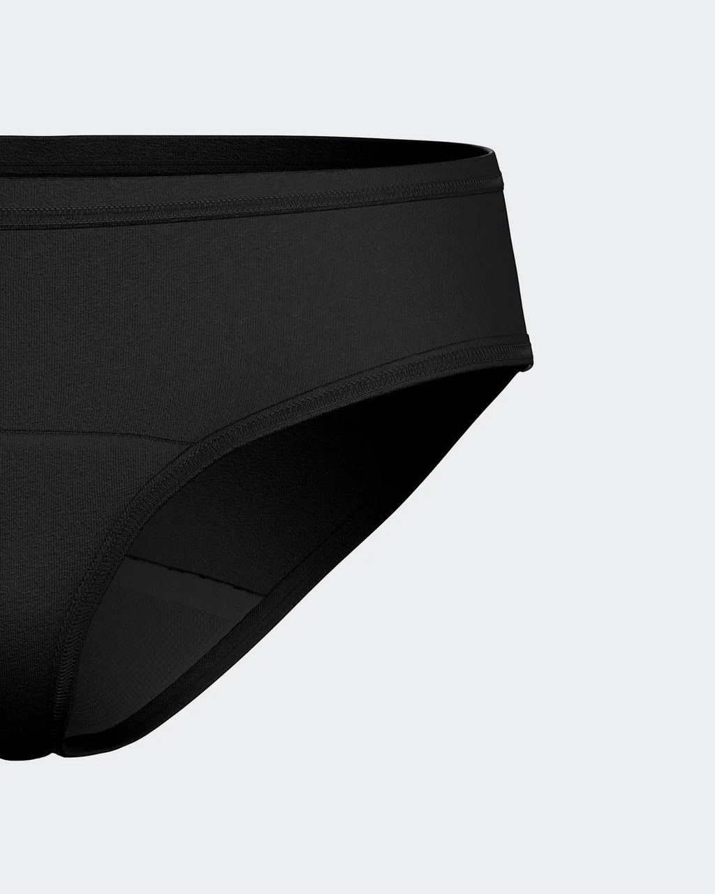 Maison Sarava black regular-waist period underwear for light flow, washable and reusable.