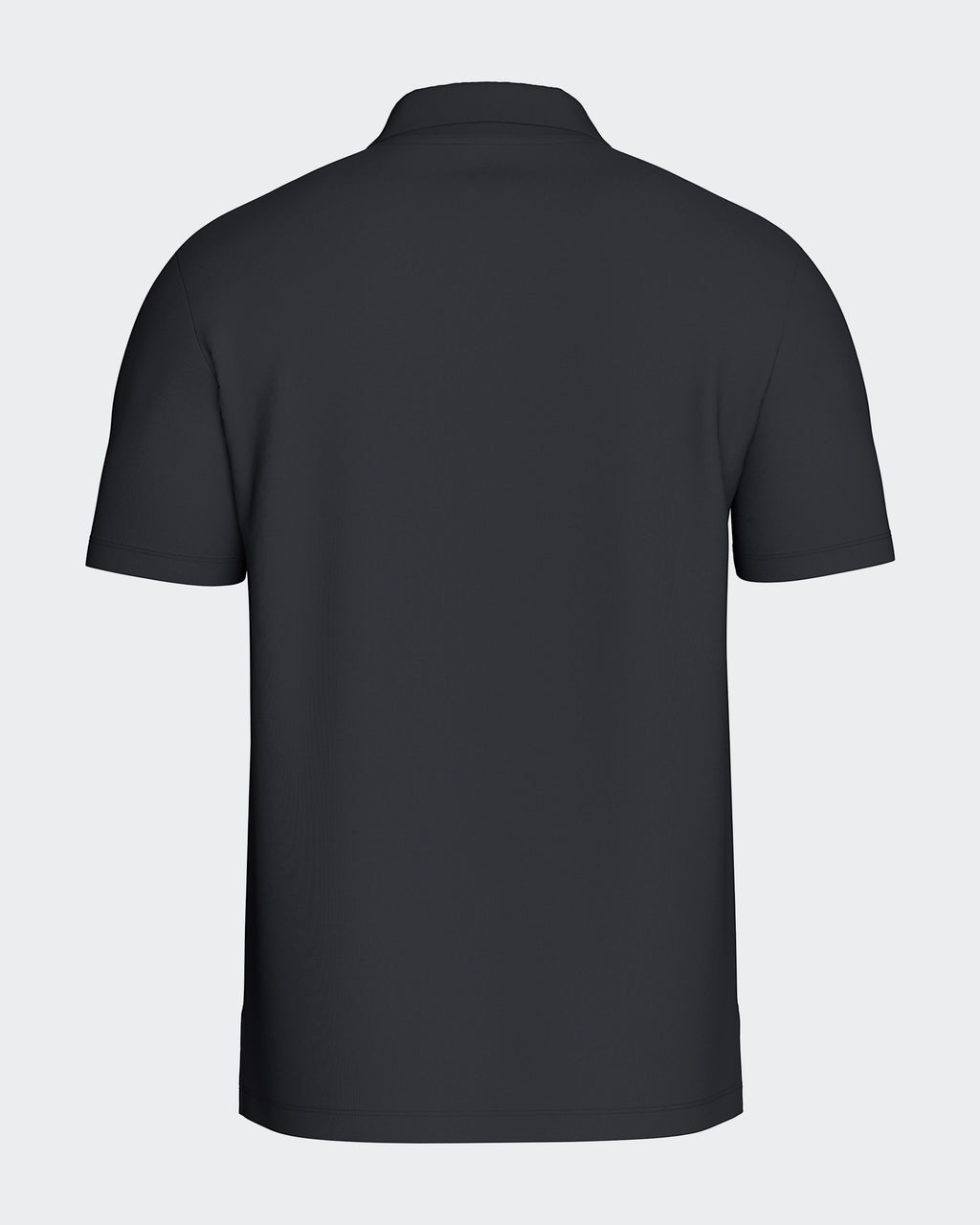 Maison Sarava classic black short sleeve polo shirt with a traditional collar and two-button placket.