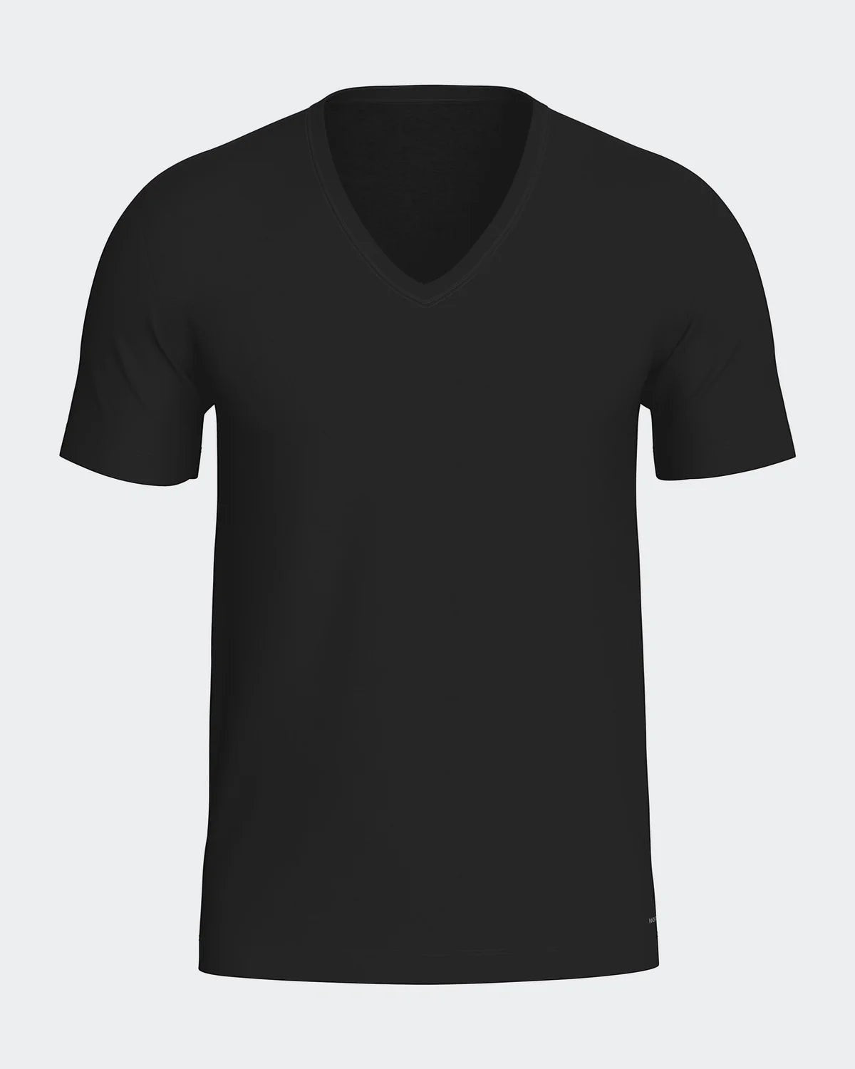 Maison Sarava black V-neck t-shirt made from cotton and viscose with Outlast® Adaptive Comfort® technology for temperature regulation.