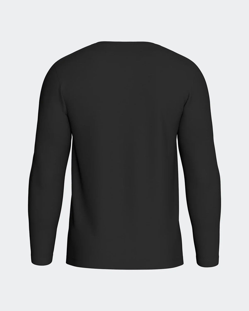 Maison Sarava black long-sleeved V-neck t-shirt made from premium Merino wool and Lyocell for thermal regulation and breathability.