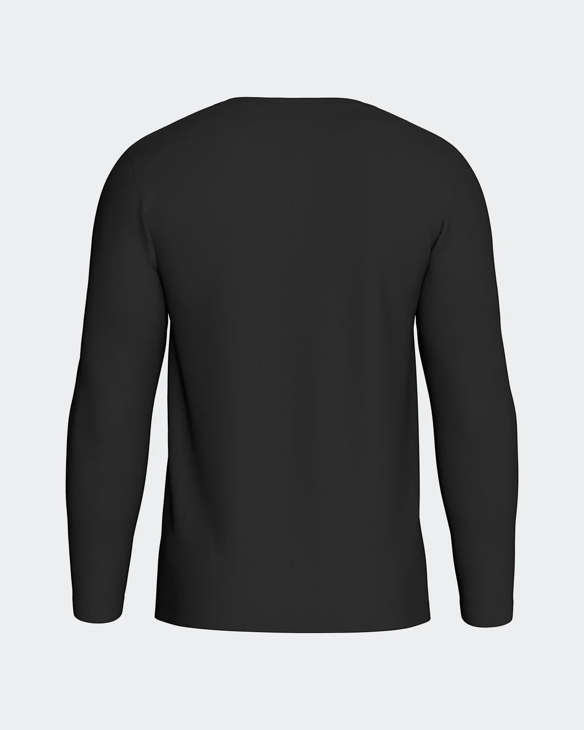 Maison Sarava black long-sleeved V-neck t-shirt made from premium Merino wool and Lyocell for thermal regulation and breathability.