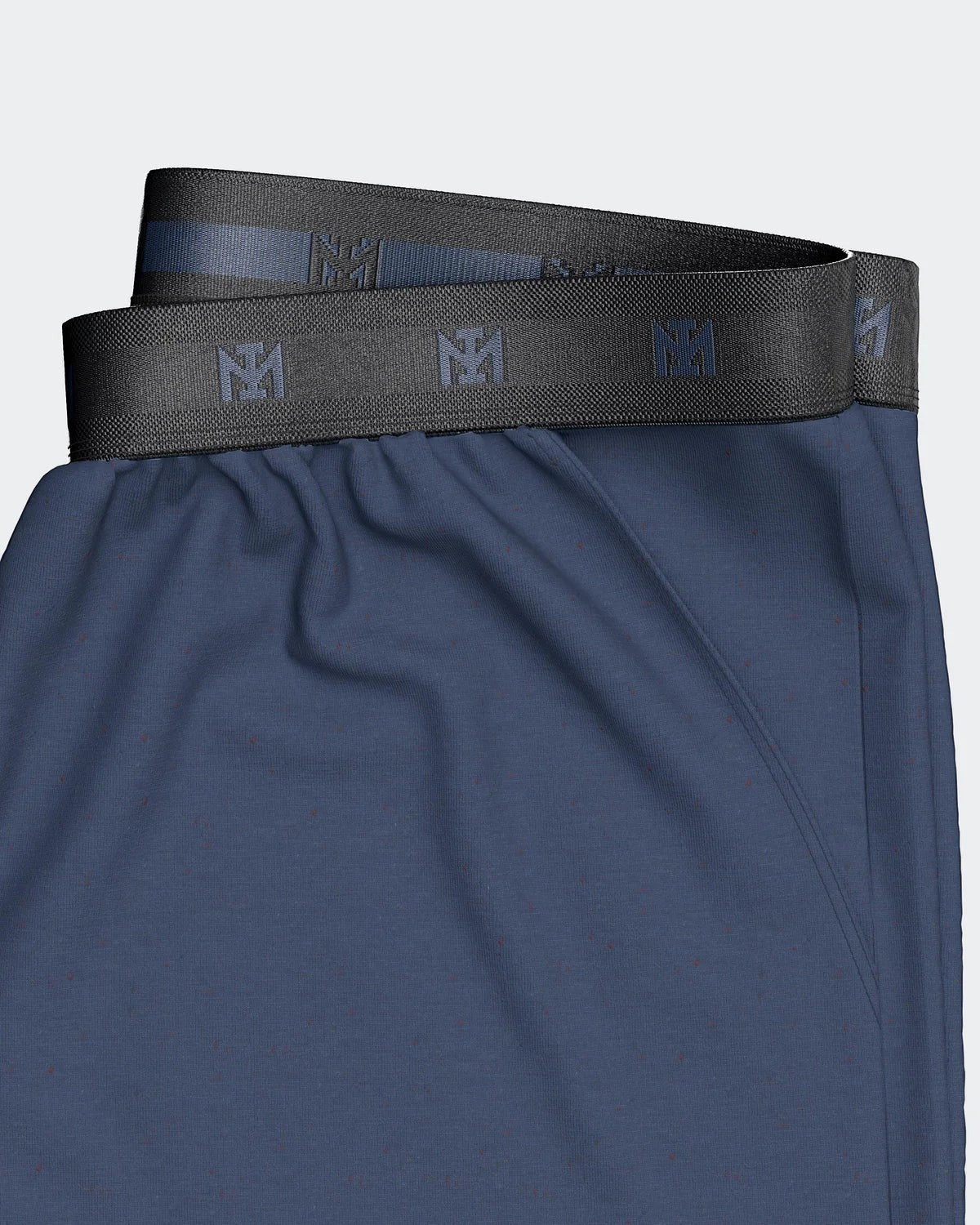 Maison Sarava men's blue 100% cotton lounge shorts with elasticated waistband and printed logo.