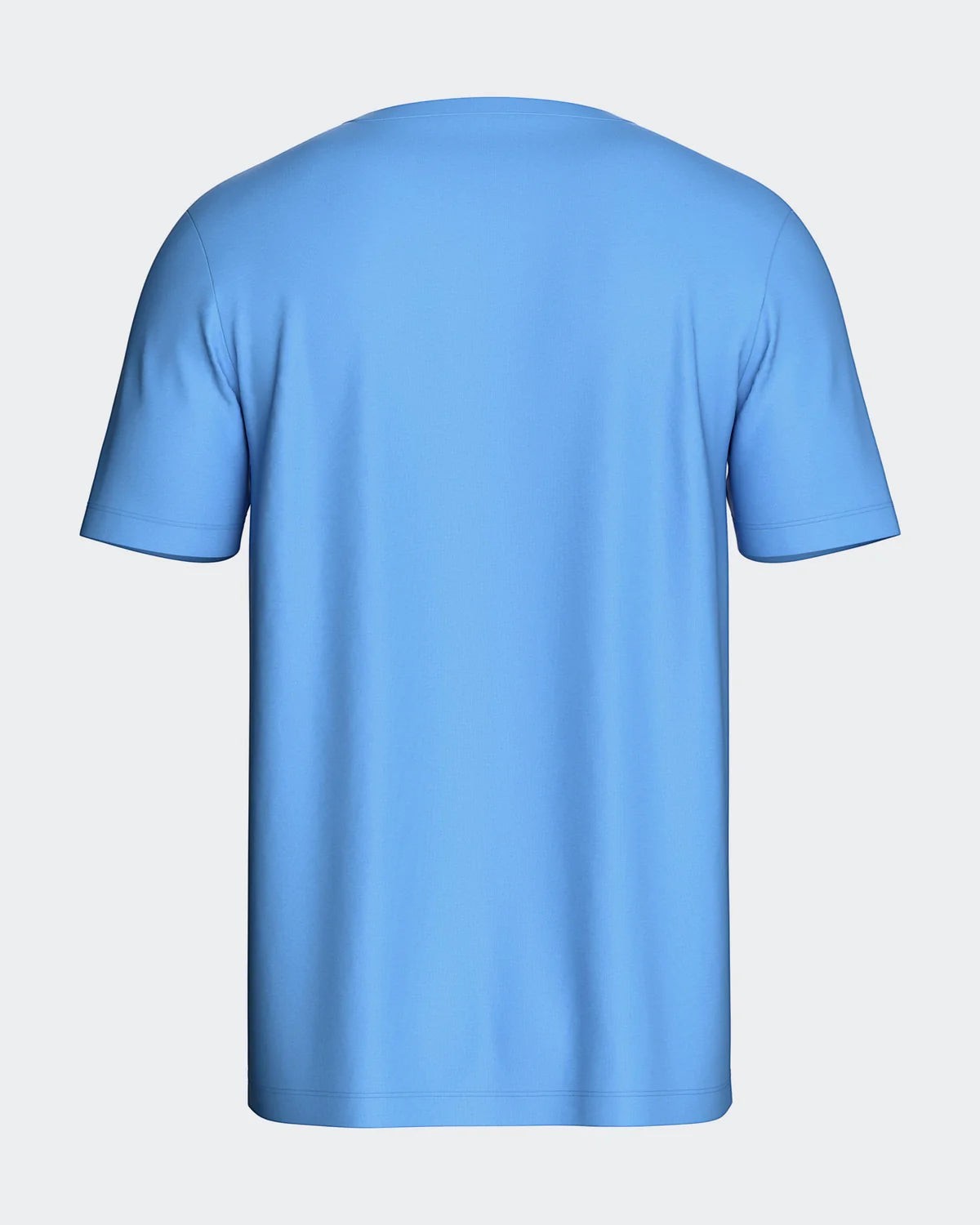 Maison Sarava men's light blue 100% cotton short sleeve t-shirt with crew neck.