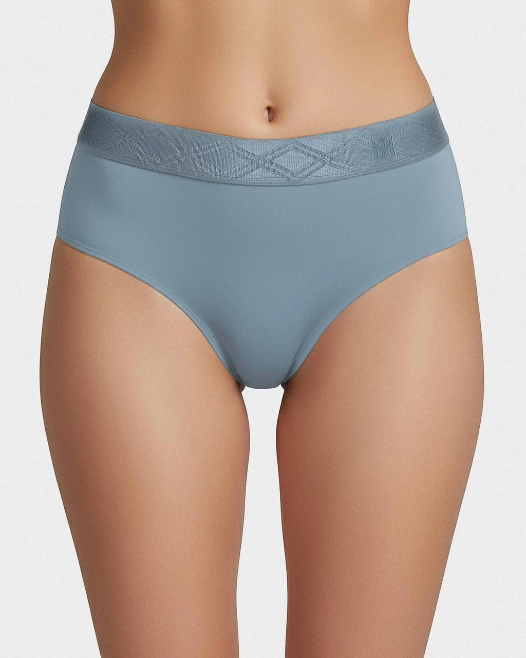 Maison Sarava women's blue thong underwear made from soft, breathable Lyocell with a satin elasticated waistband.