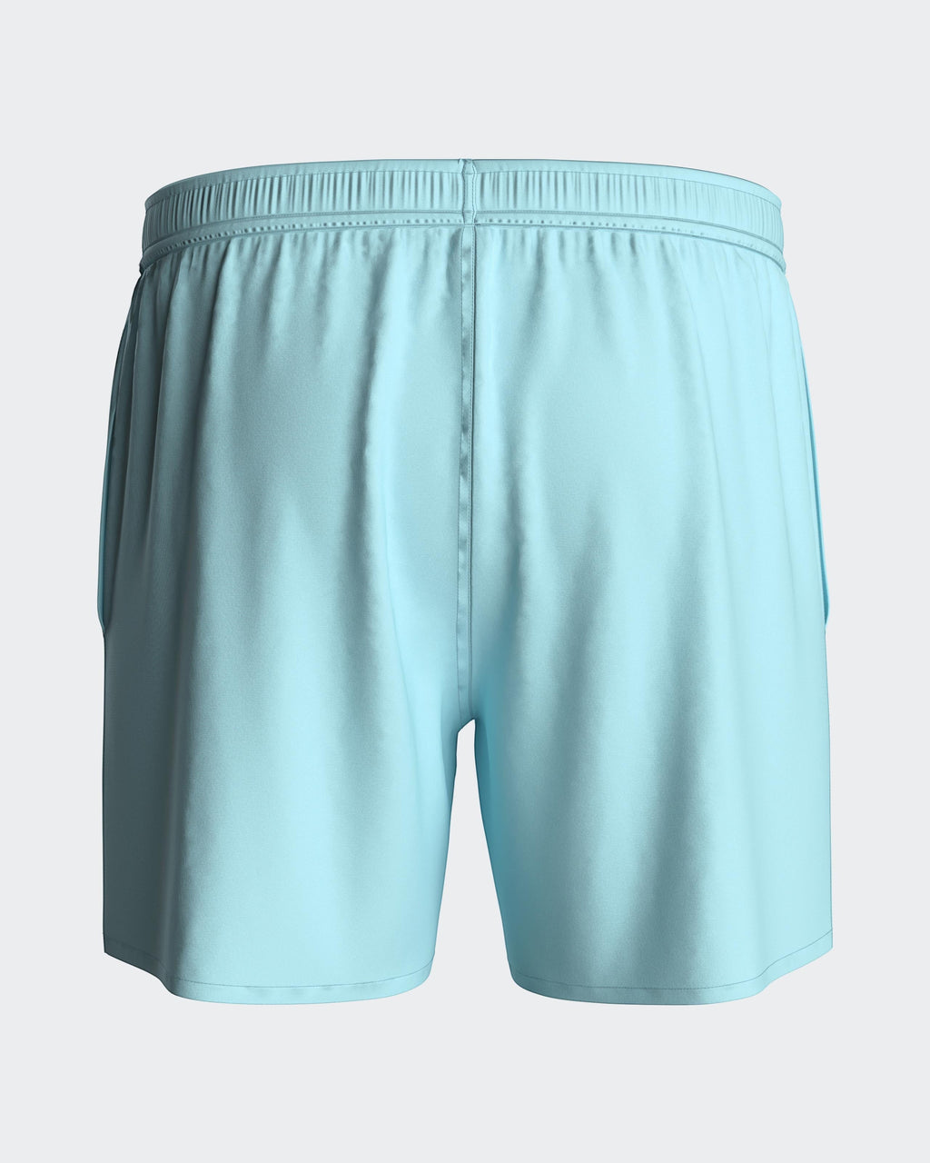 Maison Sarava light blue polyester men's swim shorts with adjustable drawstring waist and side pockets.