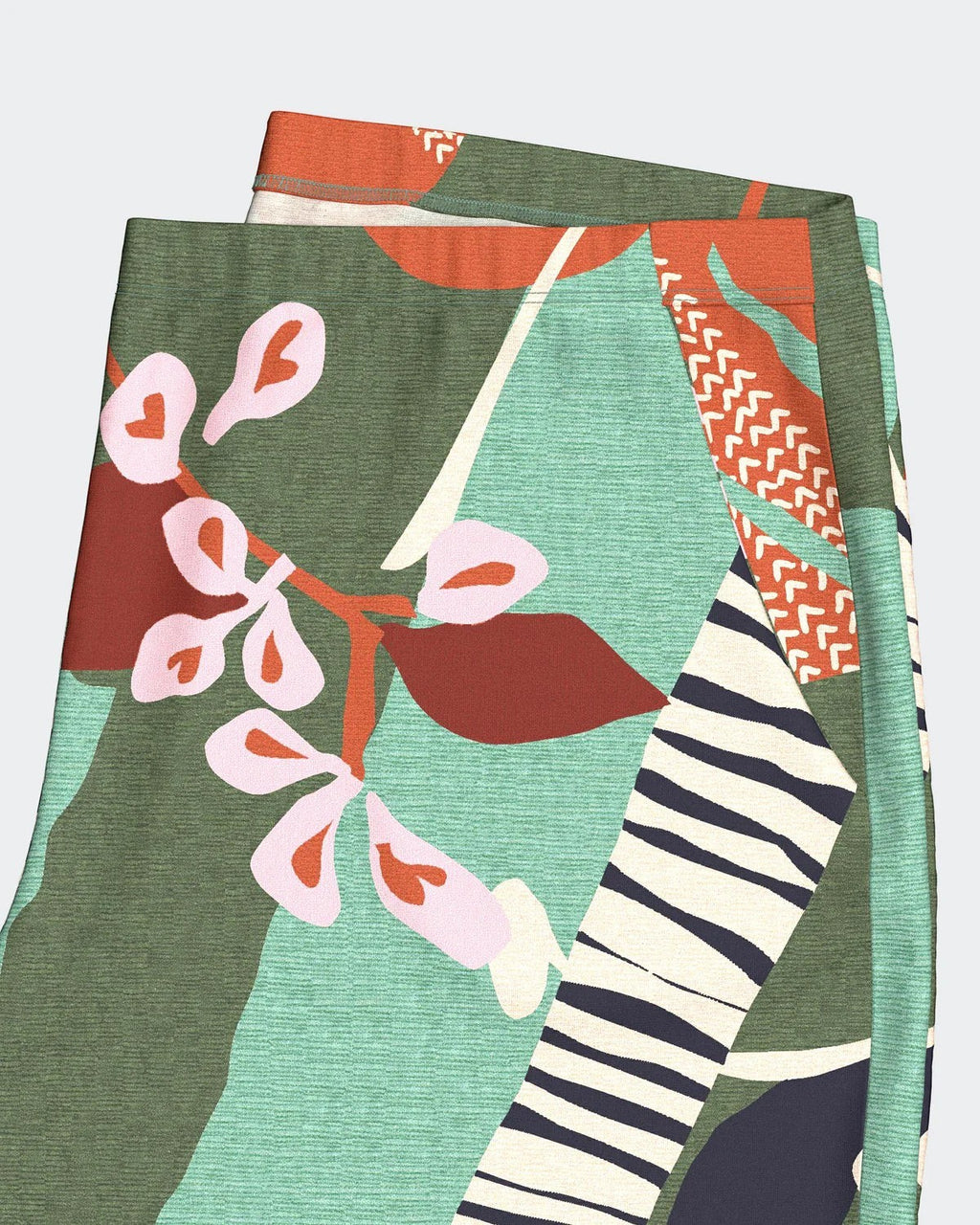 Maison Sarava women's modal short sleeve lounge set with botanical print, lapel collar shirt and shorts.
