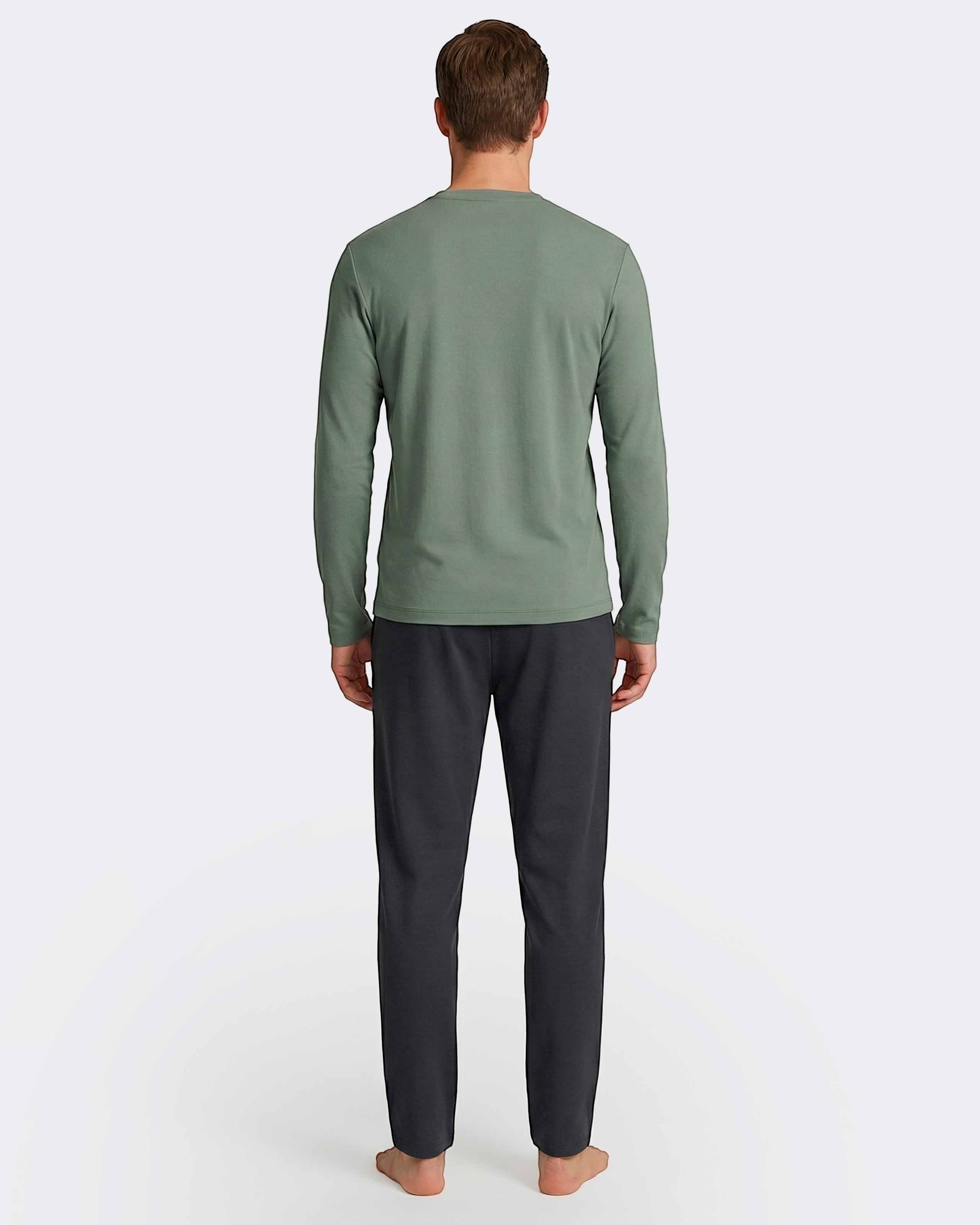 Maison Sarava men's dark grey cotton lounge pants with a relaxed fit and drawstring waist.