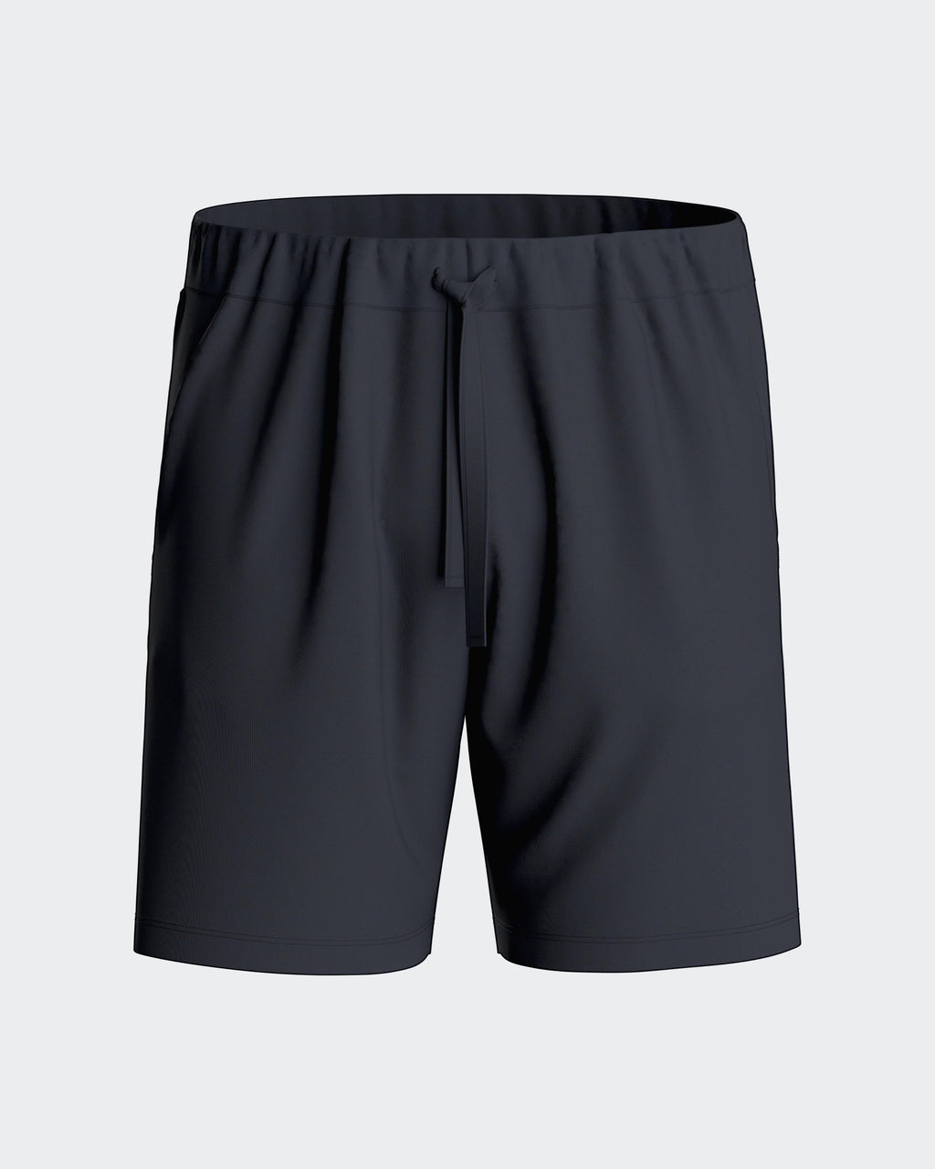 Maison Sarava dark grey lounge shorts with elastic waistband and drawstring, side pockets, relaxed fit.
