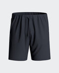 Maison Sarava dark grey lounge shorts with elastic waistband and drawstring, side pockets, relaxed fit.