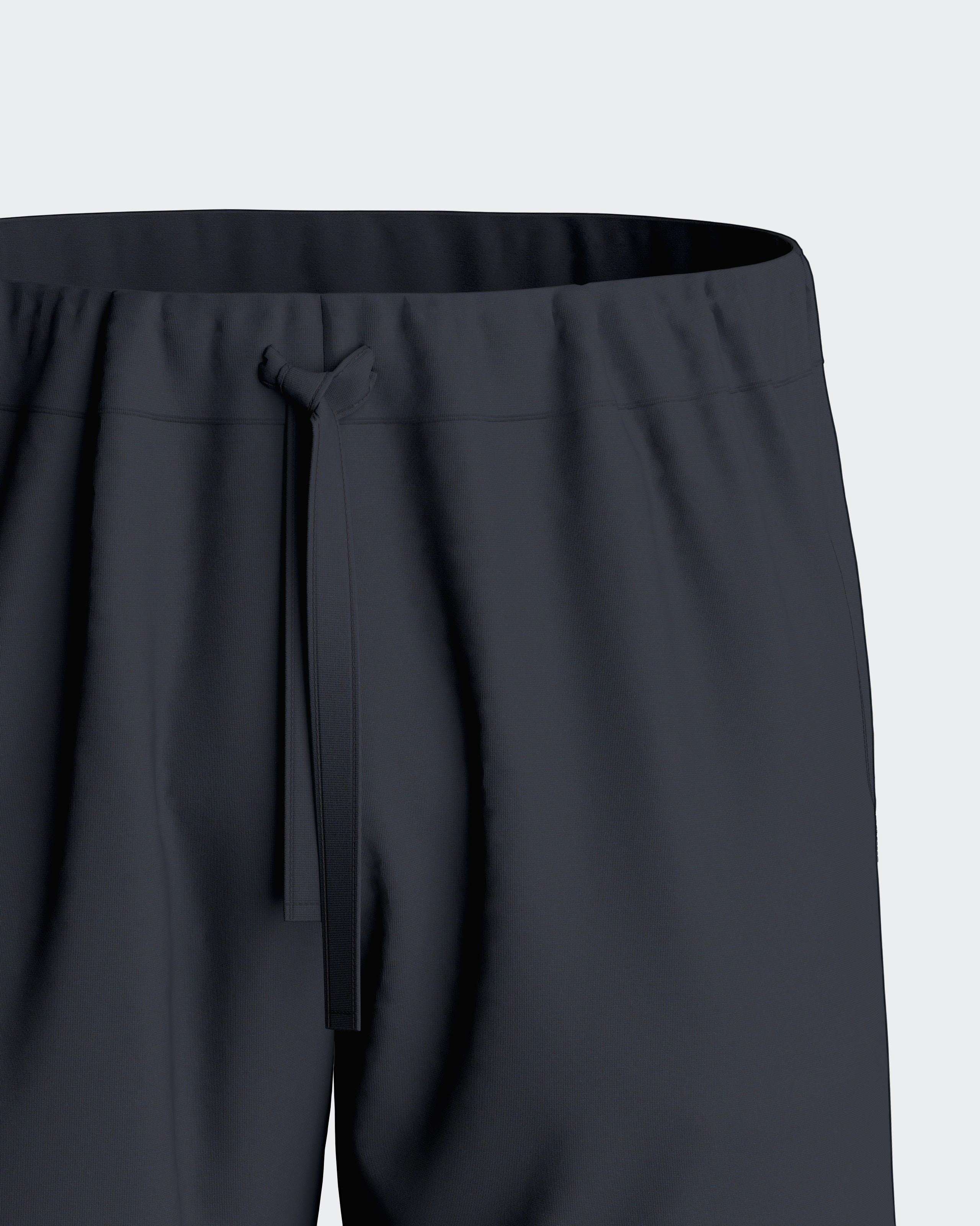Maison Sarava dark grey textured lounge shorts with drawstring waist