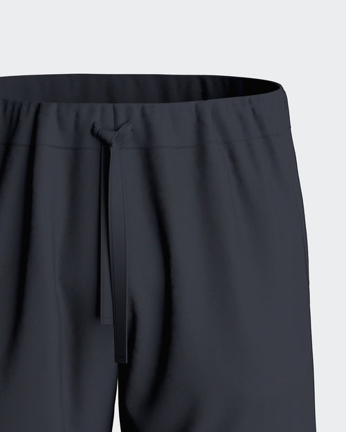 Maison Sarava dark grey textured lounge shorts with drawstring waist