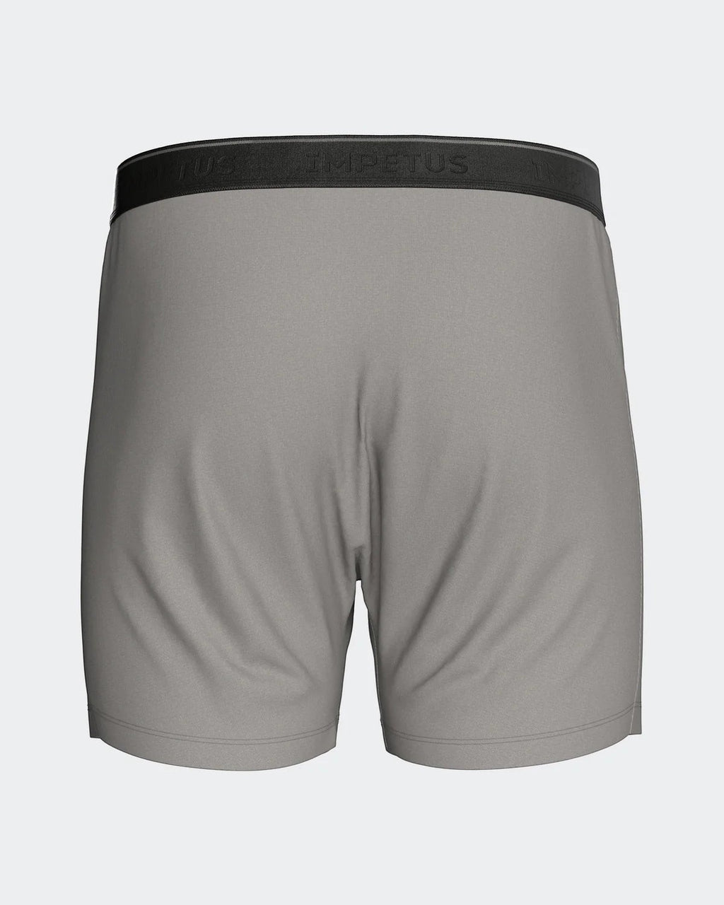 Maison Sarava grey classic boxer briefs with black branded elastic waistband and functional button fly.